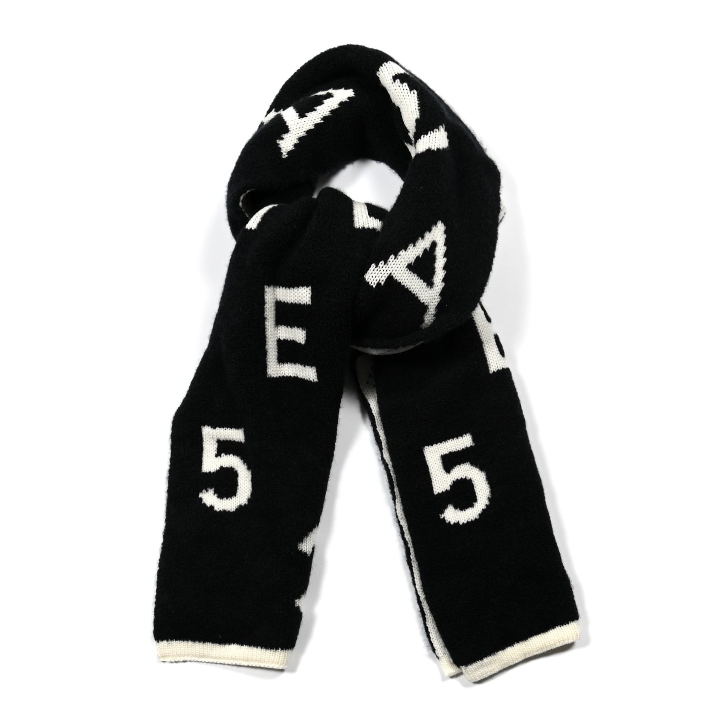 Wool Cashmere Silk CC Scarf Black White