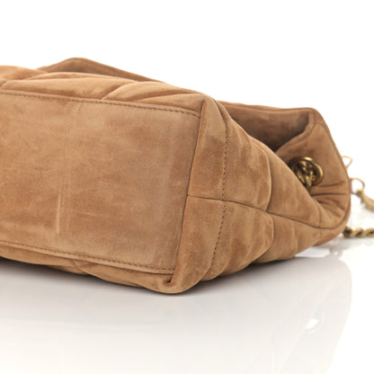 Saint Laurent Suede Calfskin Quilted Small Loulou Puffer Monogram Chain Satchel Cinnamon 10 of 12