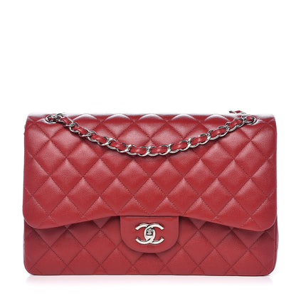 Chanel Caviar Quilted Jumbo Double Flap Red 1 of 14