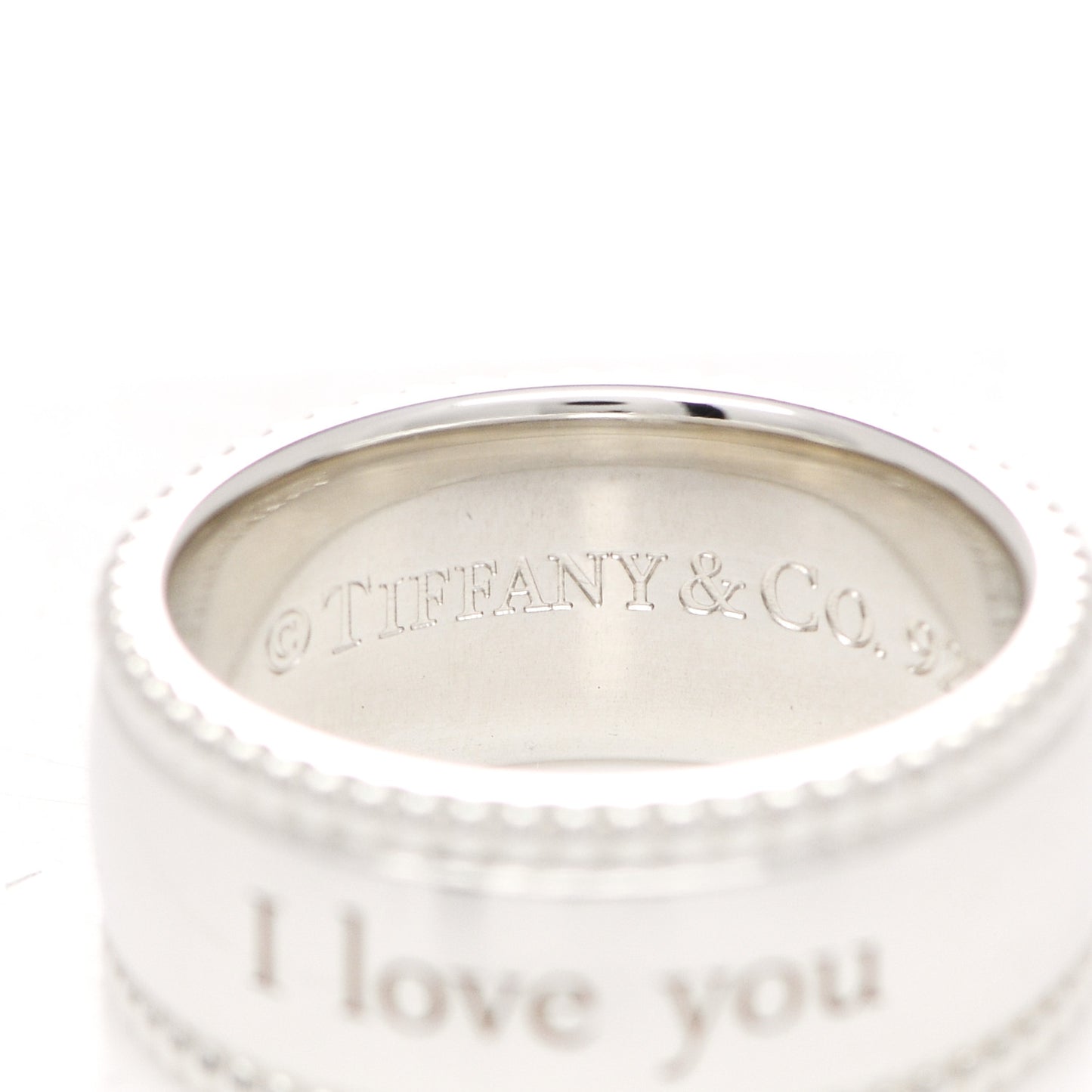 Sterling Silver Milgrain I Love You Band Ring 48 4.5