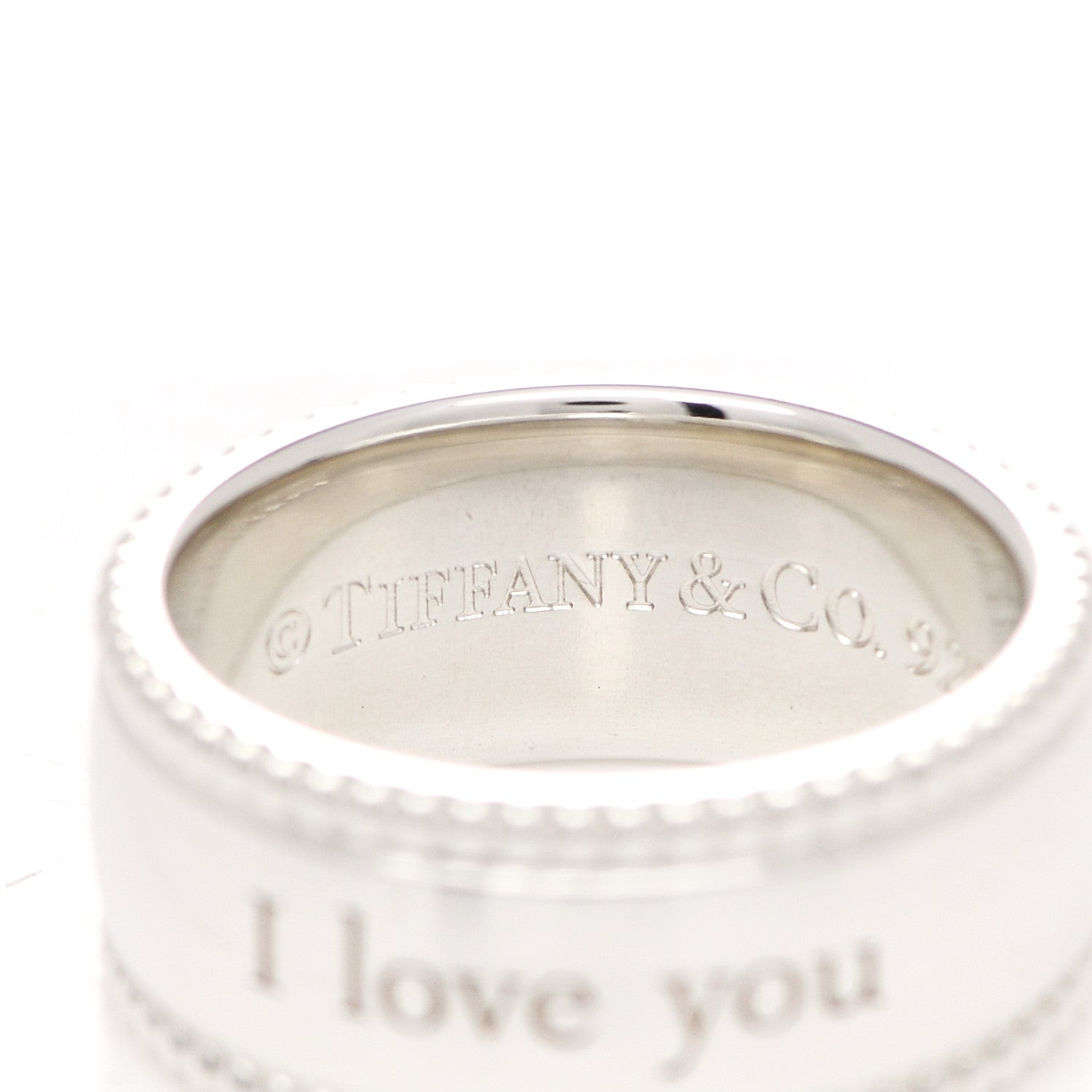Tiffany Sterling Silver Milgrain I Love You Band Ring 48 4.5 4 of 6