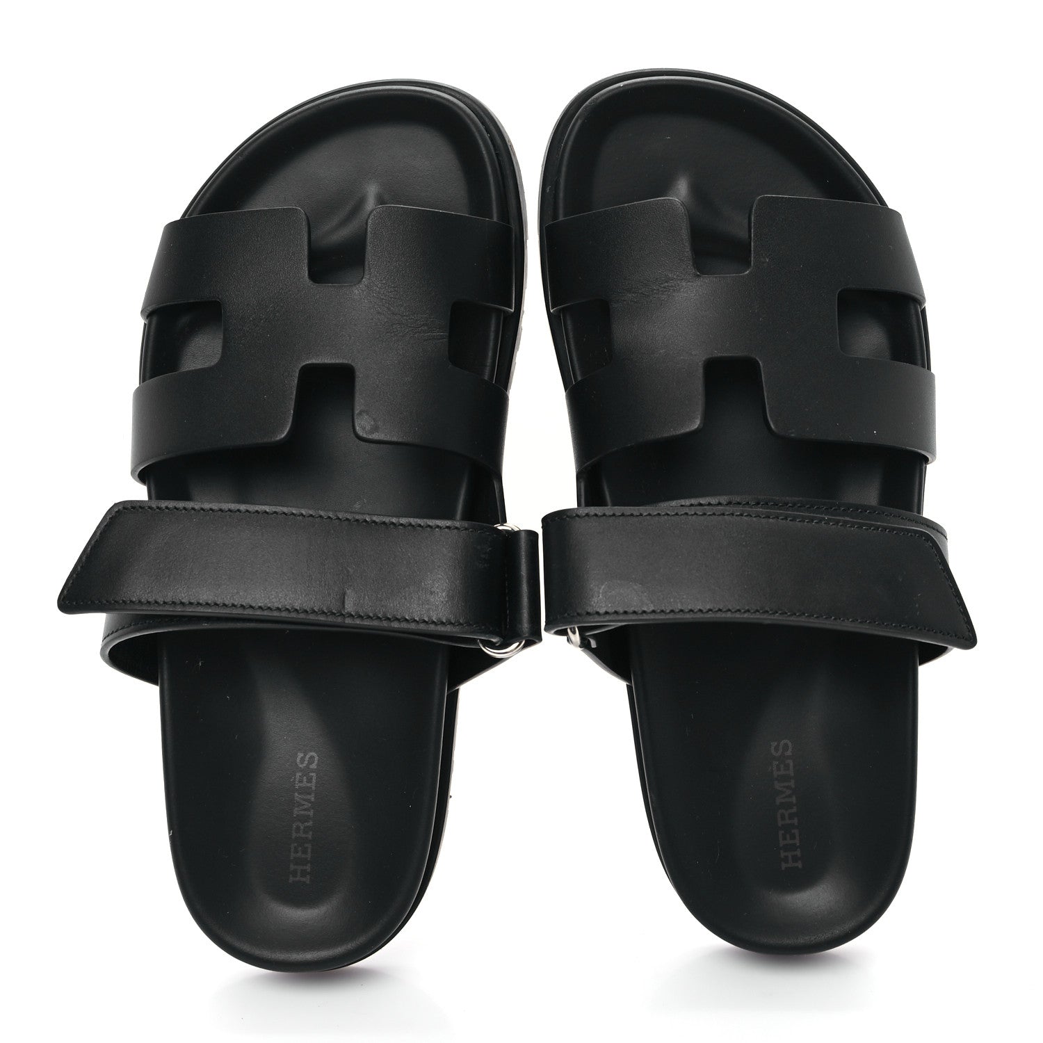 Hermes Calfskin Womens Chypre Sandals 36.5 Black 2 of 10