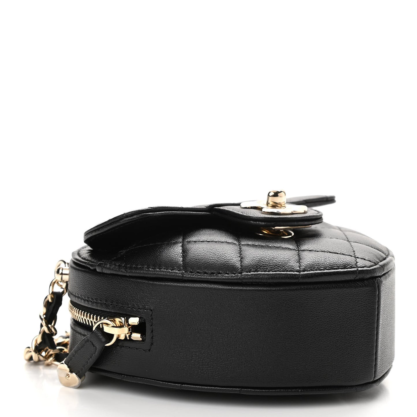 Lambskin Quilted CC In Love Heart Clutch With Chain Black