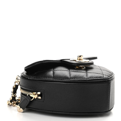Chanel Lambskin Quilted CC In Love Heart Clutch With Chain Black 4 of 11