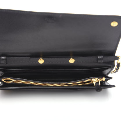 Prada Saffiano Metal Oro Chain Wallet Black 4 of 7