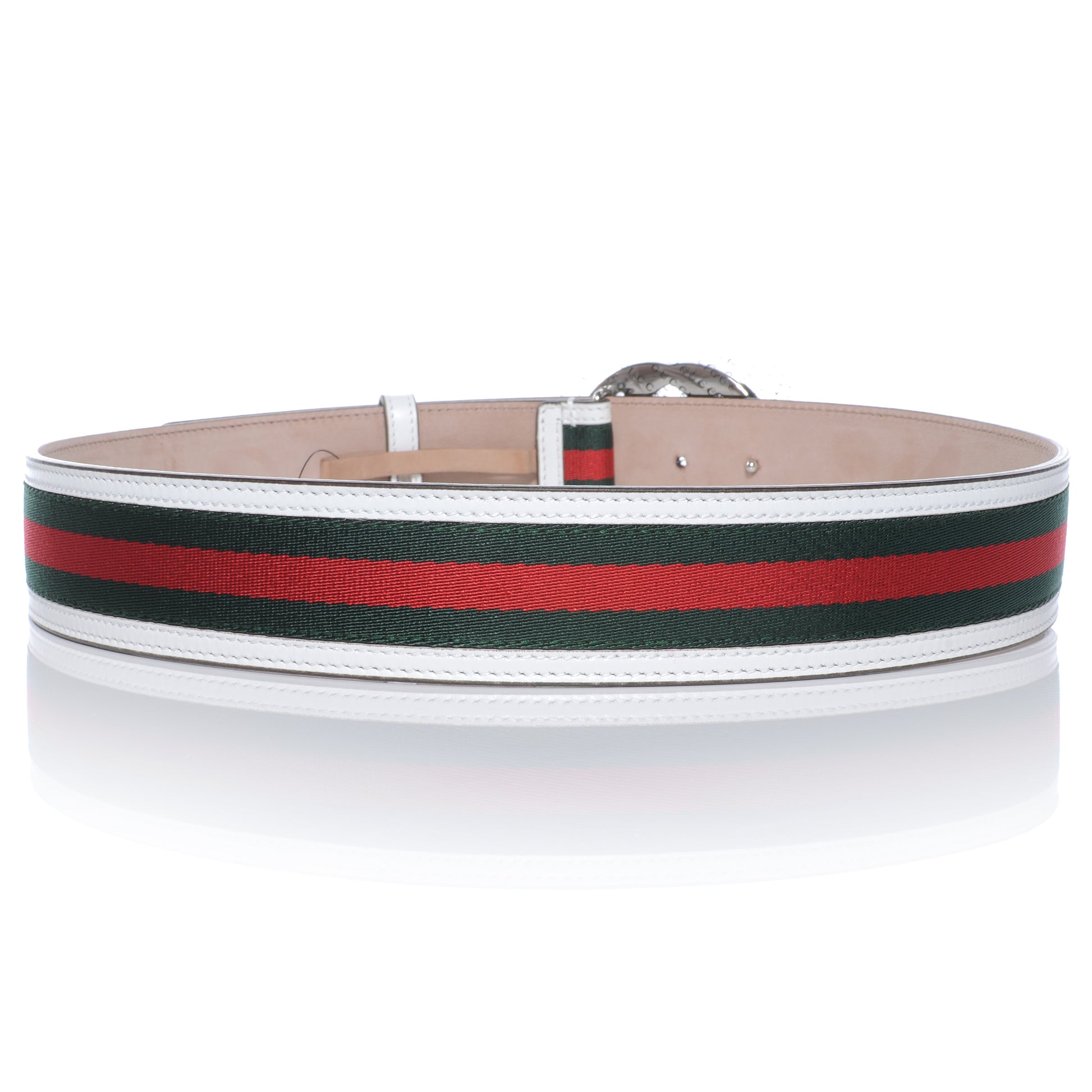 Gucci Leather Web GG Belt 85 34 White 3 of 6