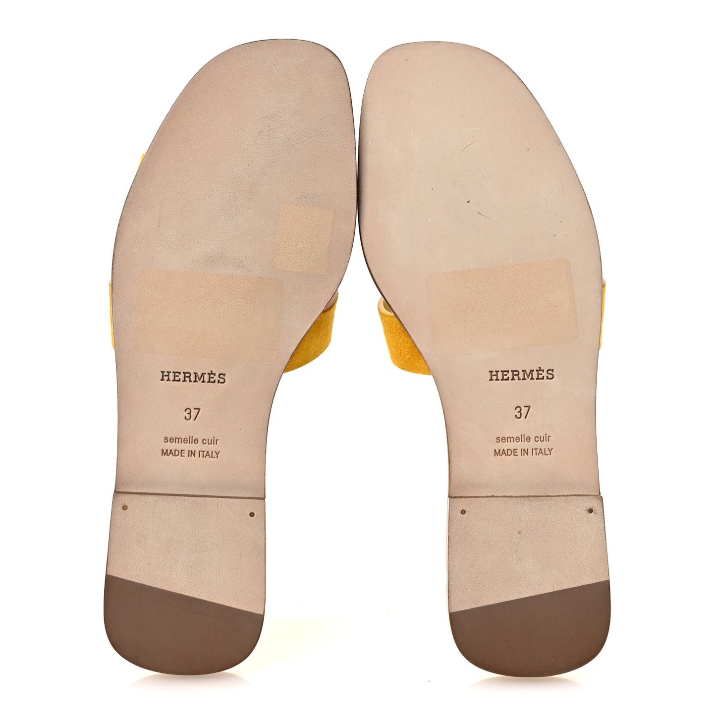 Suede Goatskin Oran Sandals 37 Jaune Bouton