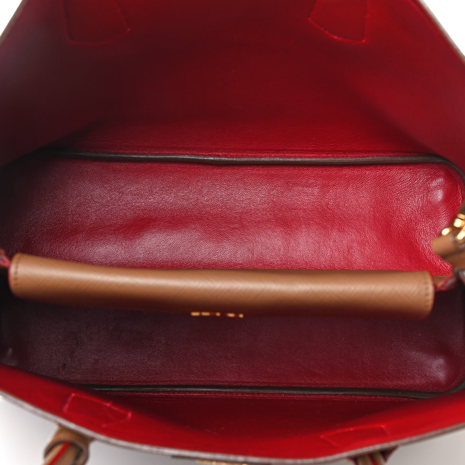 Prada Saffiano Cuir Large Double Bag Caramel Fuoco 5 of 6