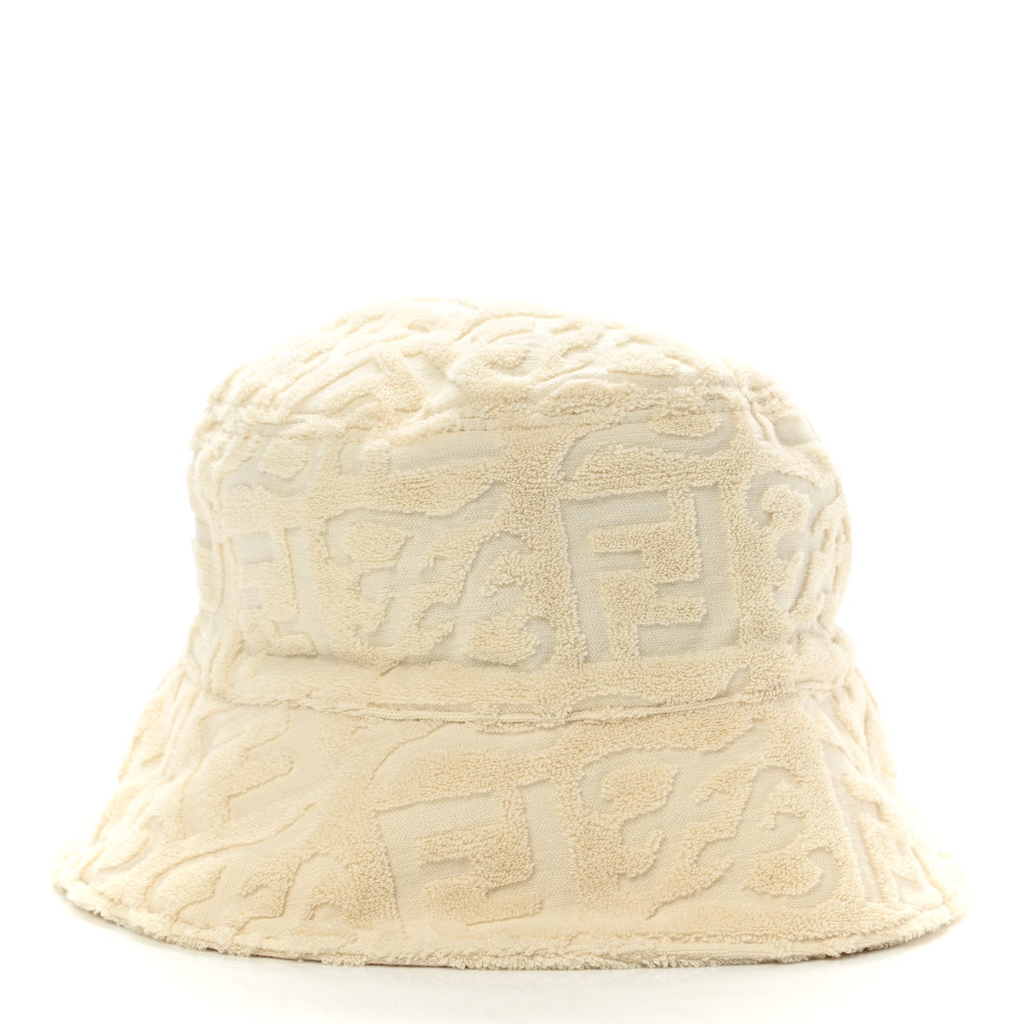 Terrycloth Karligraphy Embroidered Bucket Hat S White
