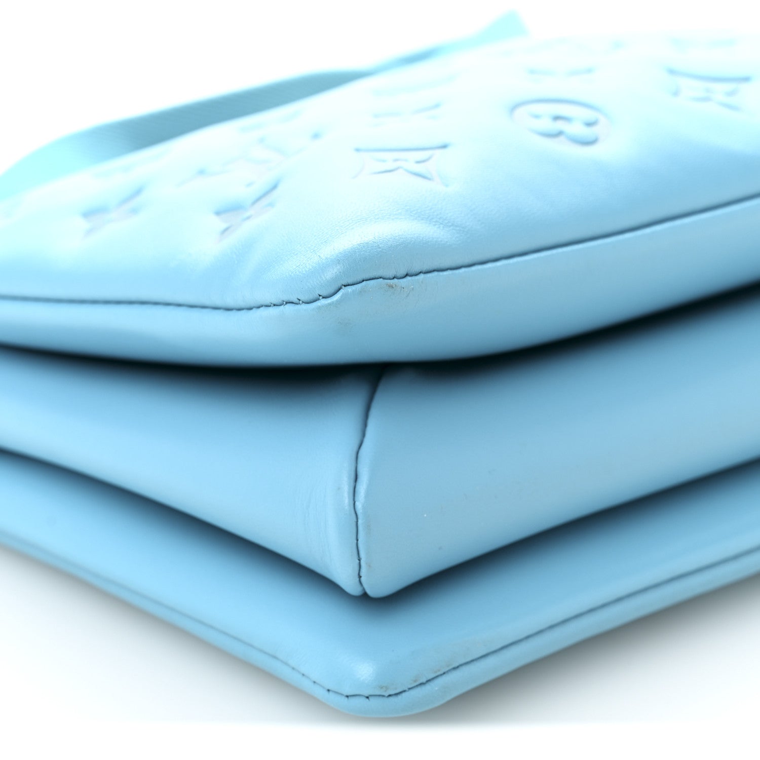 Louis Vuitton Lambskin Embossed Monogram Coussin PM Turquoise