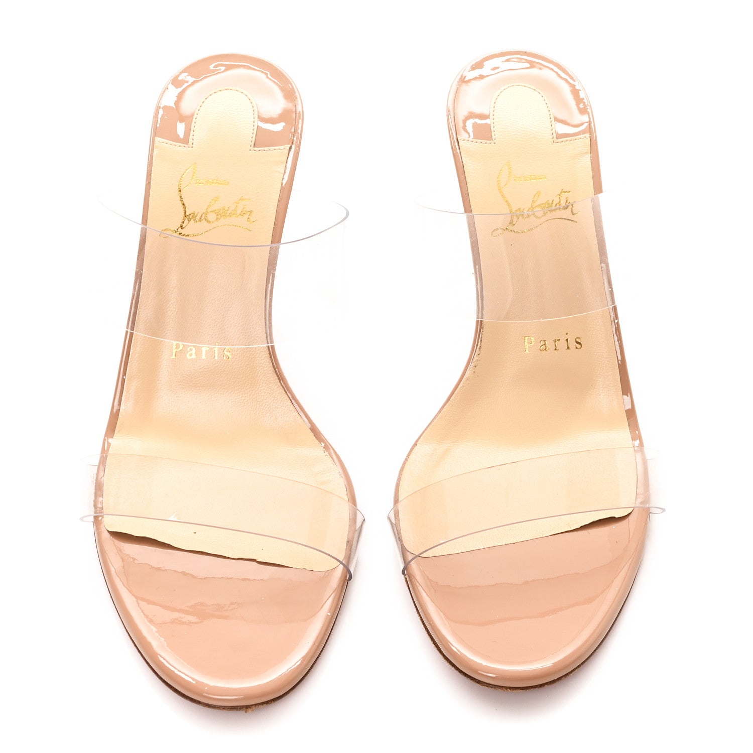Christian Louboutin Patent PVC Just Nothing 85 Slide Sandals 37 Nude 9 of 27