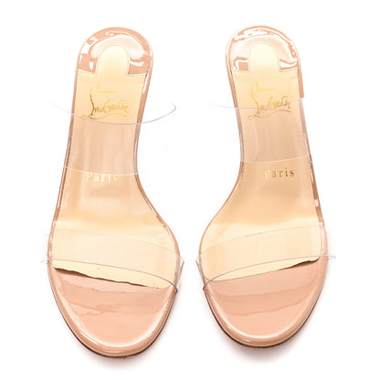 Christian Louboutin Patent PVC Just Nothing 85 Slide Sandals 37 Nude 9 of 27