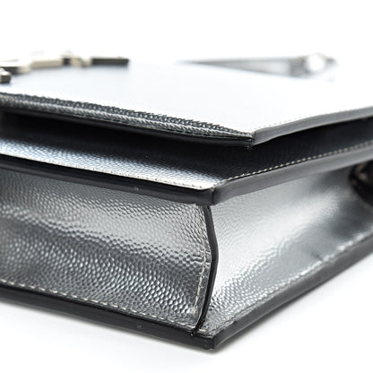 Saint Laurent Metallic Grain De Poudre Kate Monogram Tassel Chain Wallet Silver 9 of 10