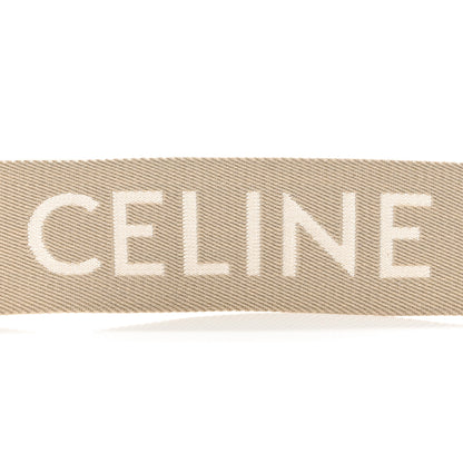 Celine Jacquard Wool Logo Long Strap Beige White 3 of 6