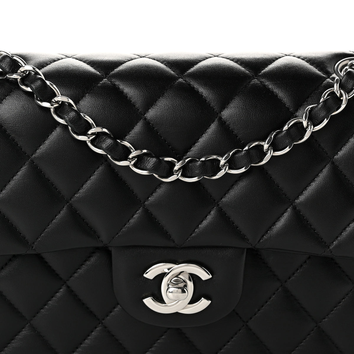 Lambskin Quilted Small Double Flap Black