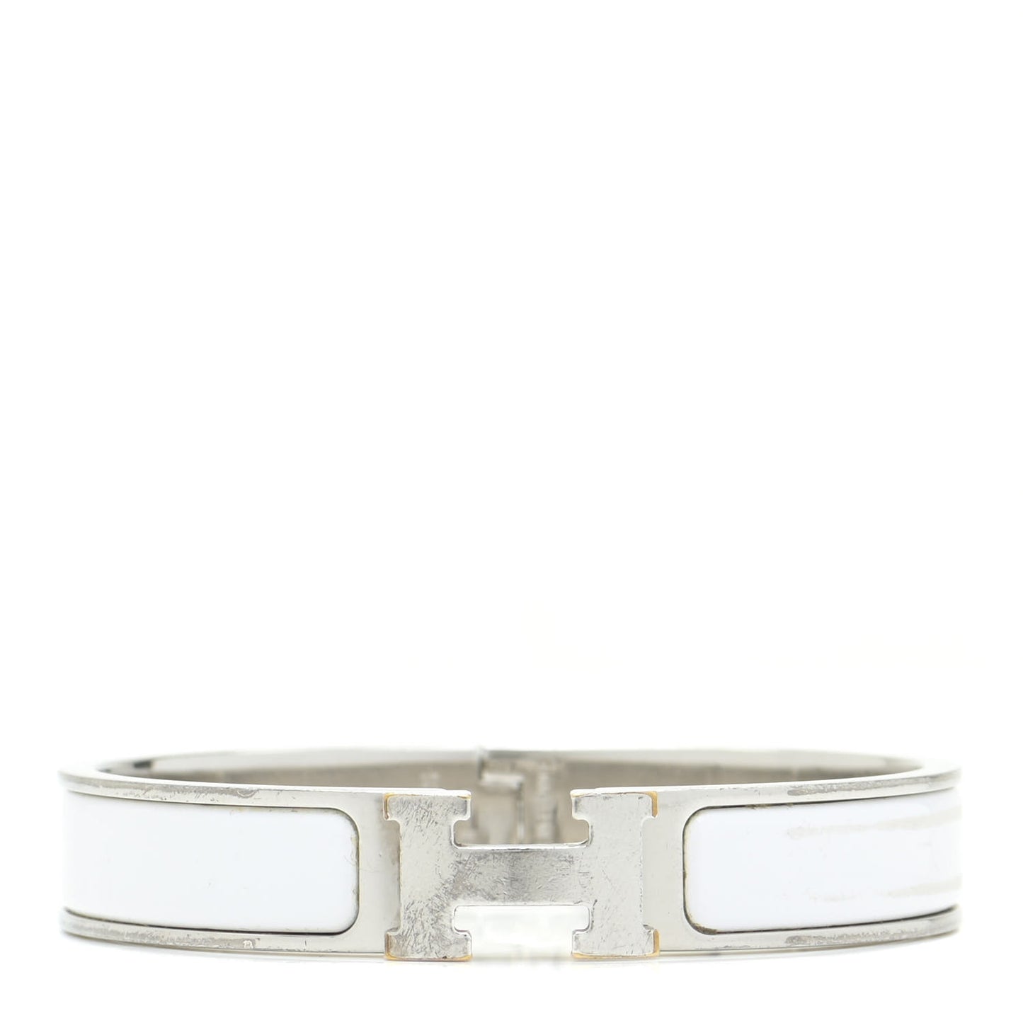 Enamel Narrow Clic Clac H Bracelet PM White