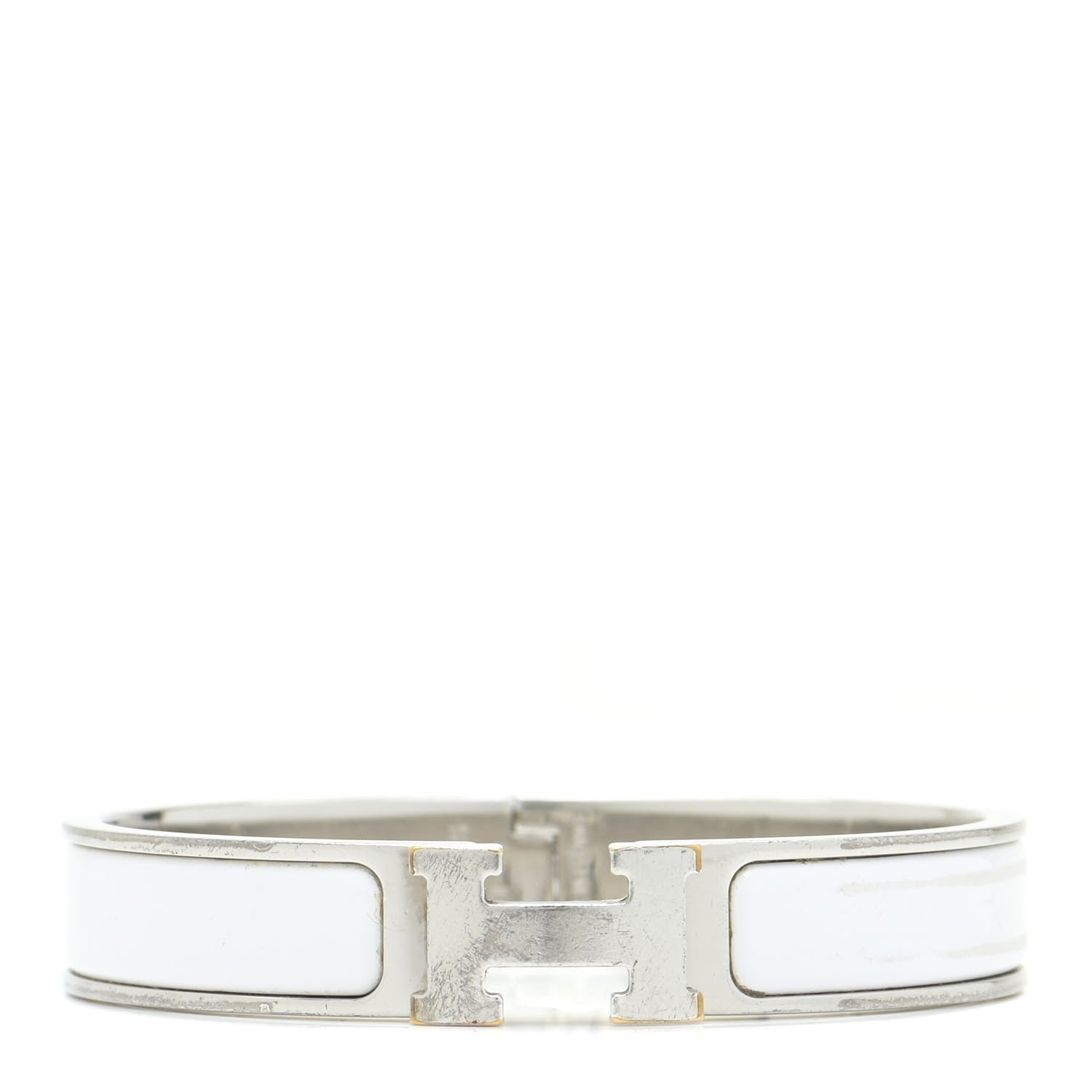 Hermes Enamel Narrow Clic Clac H Bracelet PM White 1 of 11