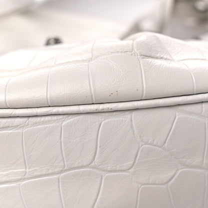 Balenciaga Extra Supple Calfskin Crocodile Embossed Le Cagole Shoulder Bag XS White 10 of 16