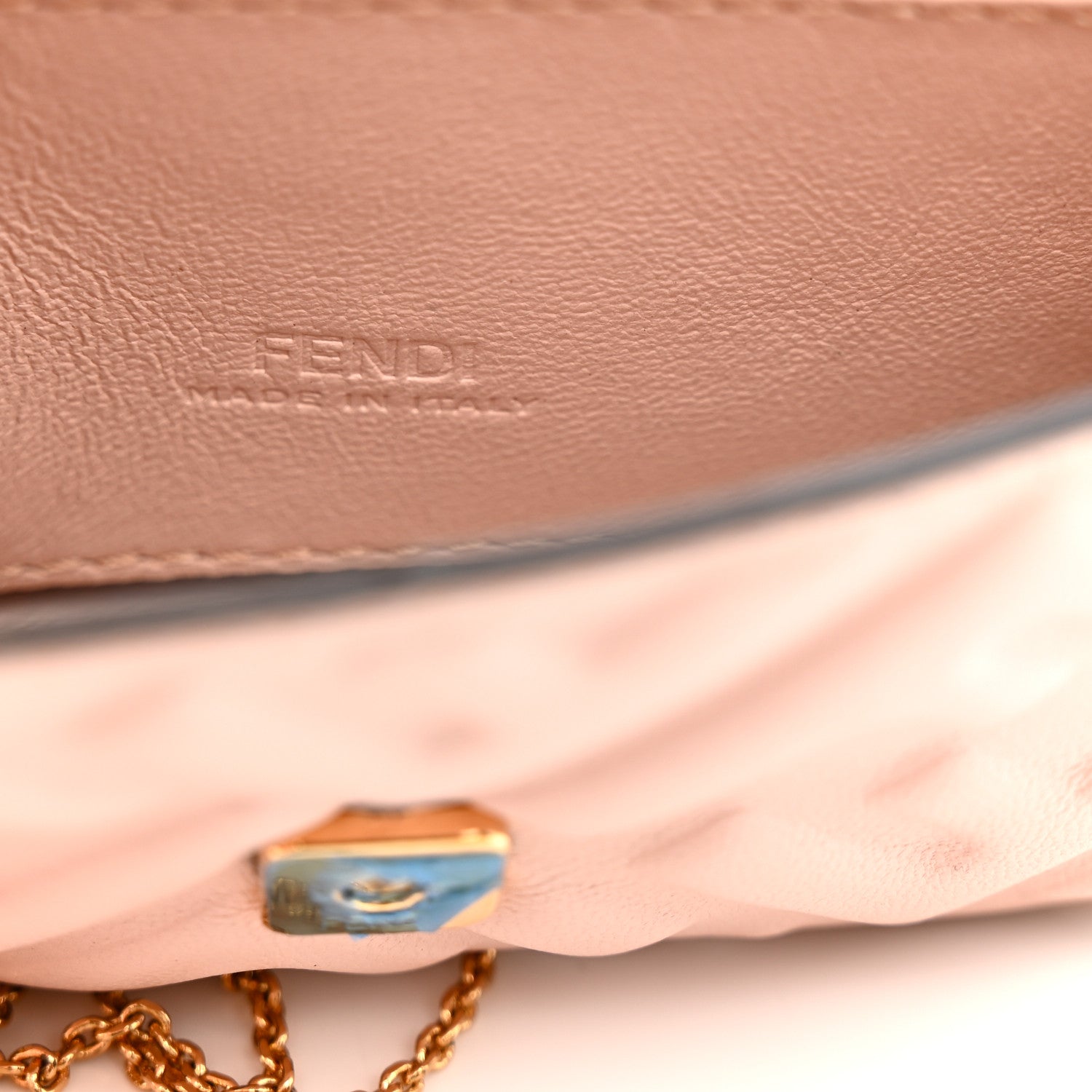 Fendi Nappa Matisse FF Embossed Nano Maxi Buckle Baguette Charm Rosa Quarzo 6 of 10