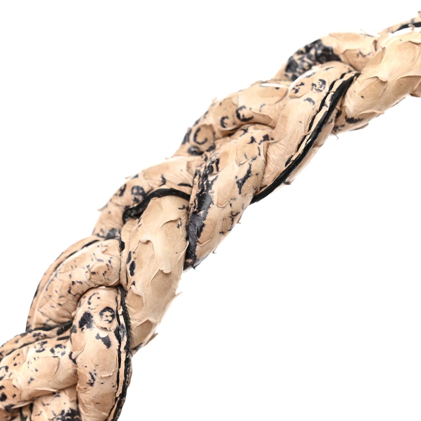 Snakeskin Braided Satchel Beige