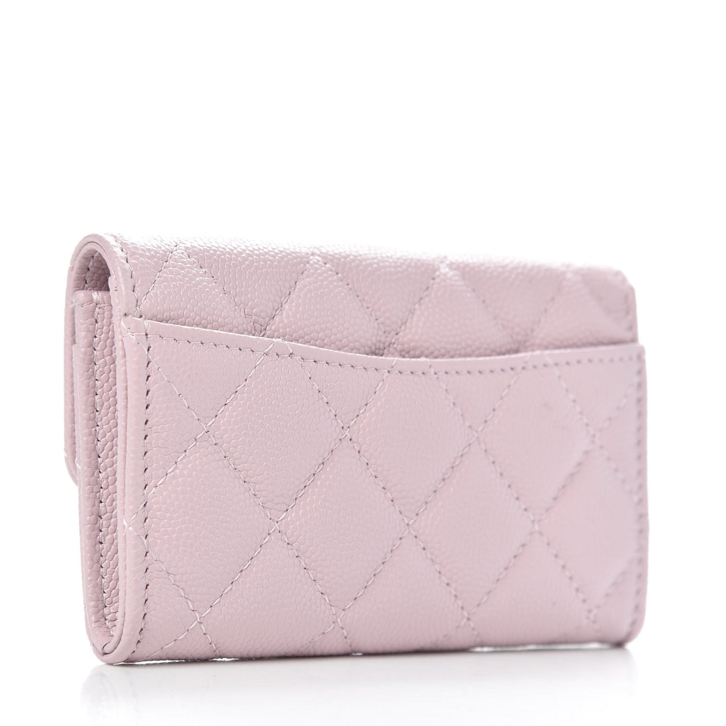 Caviar Quilted Flap Card Holder Wallet Light Pink