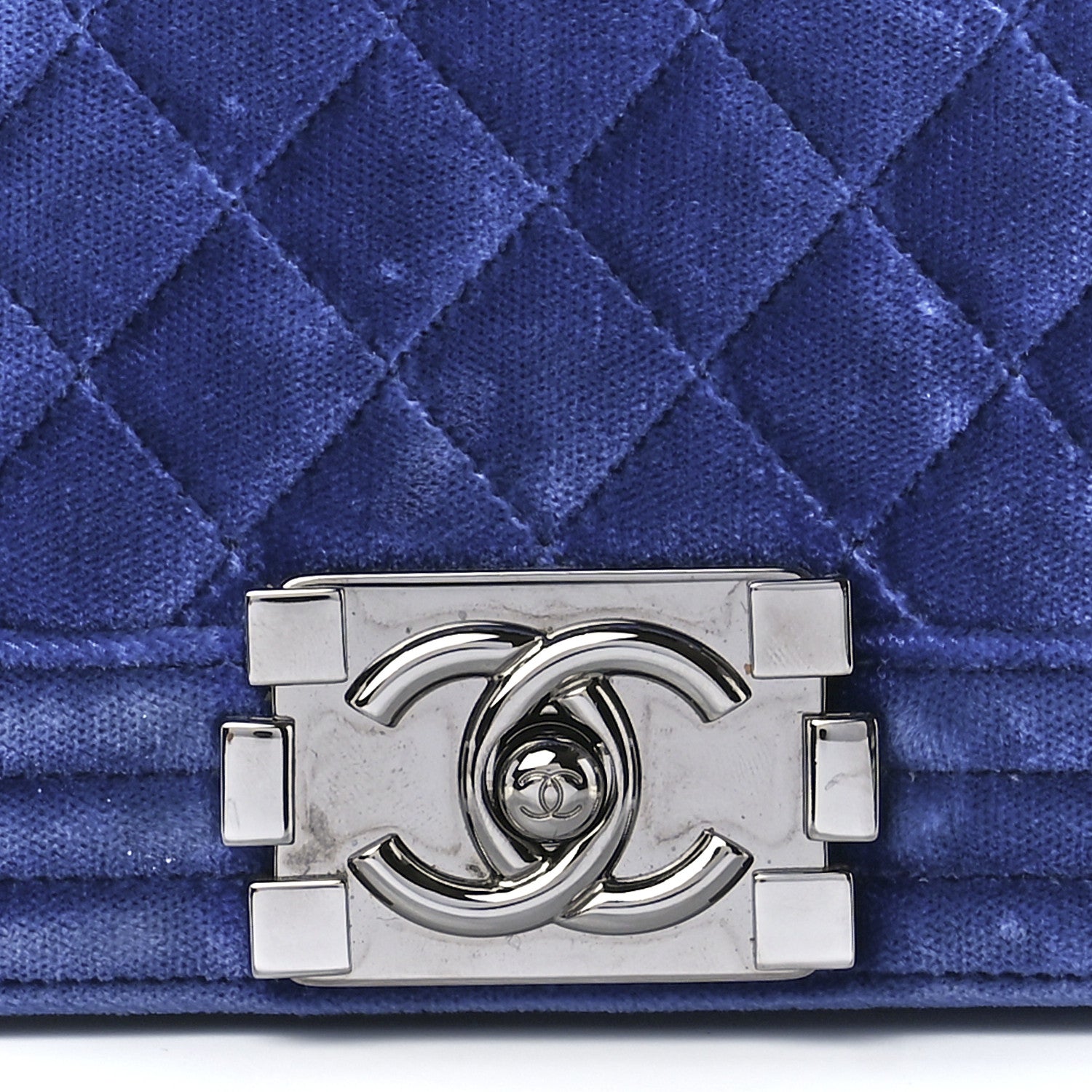 Chanel Velvet Quilted Small Boy Flap Blue 8 of 11