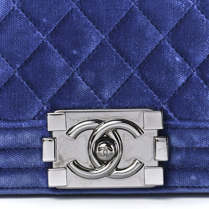 Chanel Velvet Quilted Small Boy Flap Blue 8 of 11