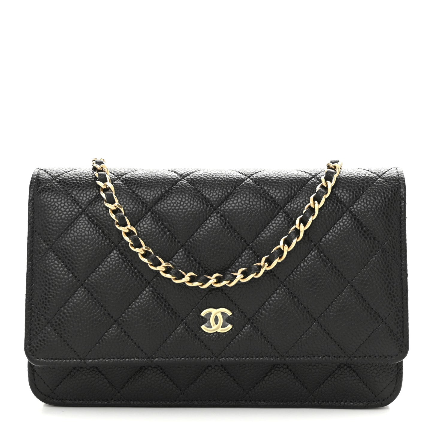 Caviar Quilted Wallet on Chain WOC Black