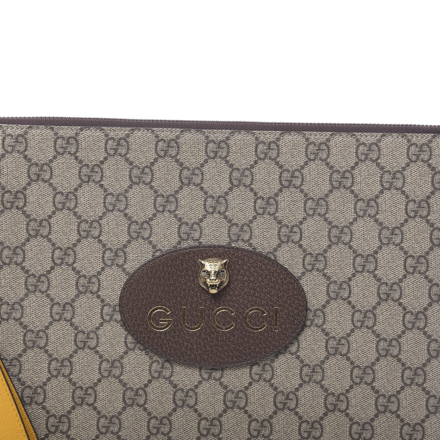 GG Supreme Monogram Neo Vintage Zip Wristlet Pouch Beige New Acero Crop