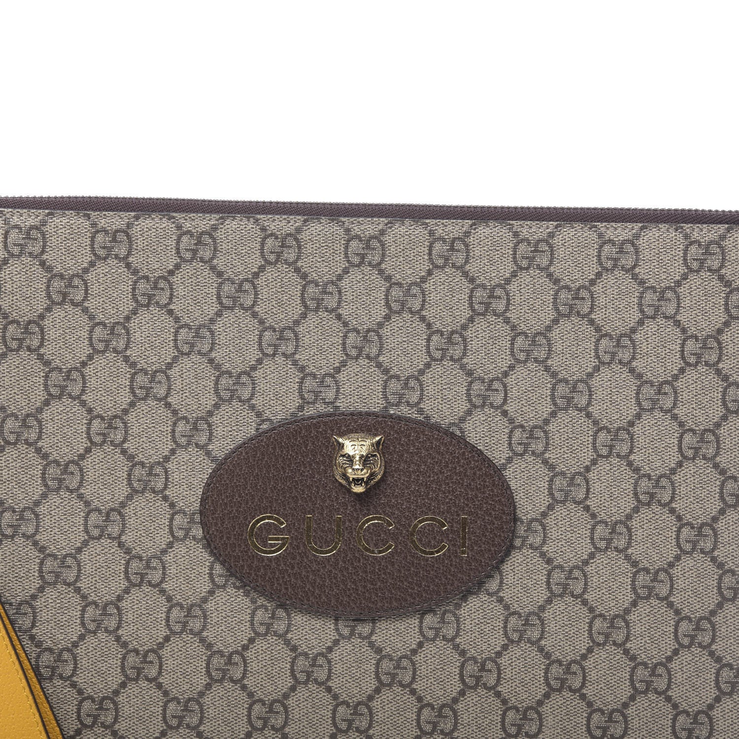 Gucci GG Supreme Monogram Neo Vintage Zip Wristlet Pouch Beige New Acero Crop 16 of 17