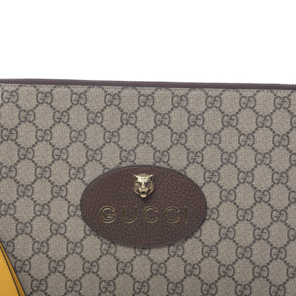 Gucci GG Supreme Monogram Neo Vintage Zip Wristlet Pouch Beige New Acero Crop 16 of 17