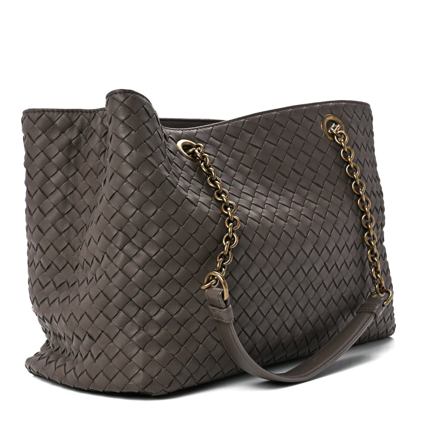 Nappa Intrecciato Large Classic Chain Strap Tote Brown