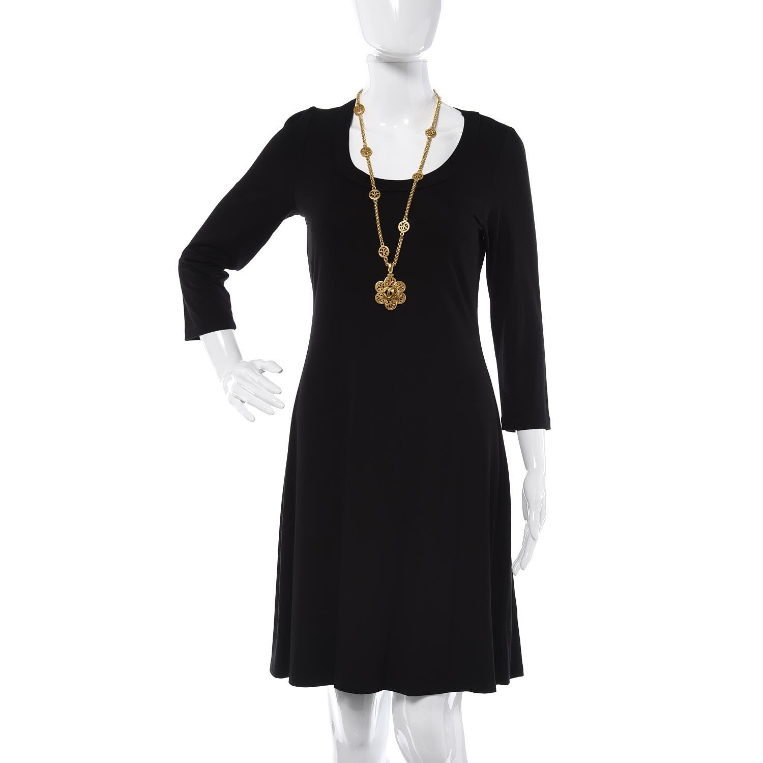 Chanel CC Pendant Necklace Gold 2 of 5