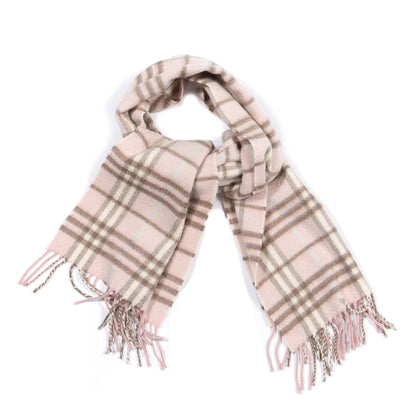 Burberry Cashmere Check Fringe Scarf Pink 1 of 3