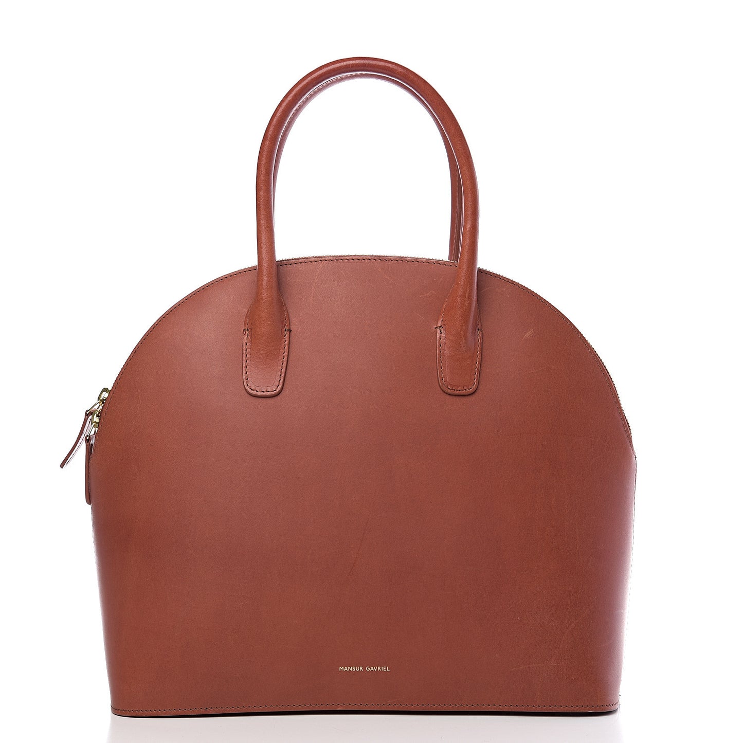 Calfskin Top Handle Rounded Bag Brandy