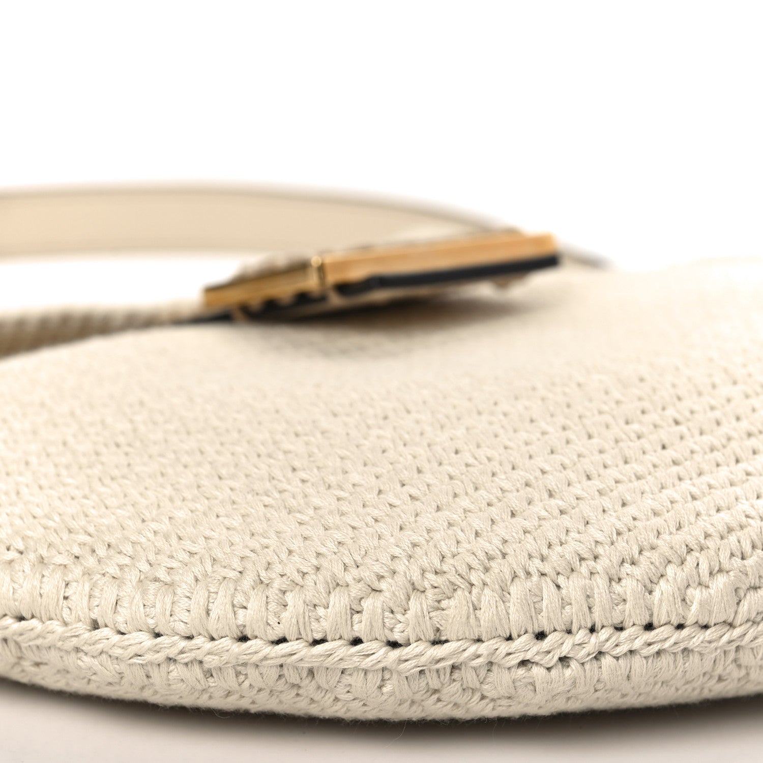 Fendi Fabric Crochet Vitello Grace Small Croissant Hobo Uovo 6 of 7