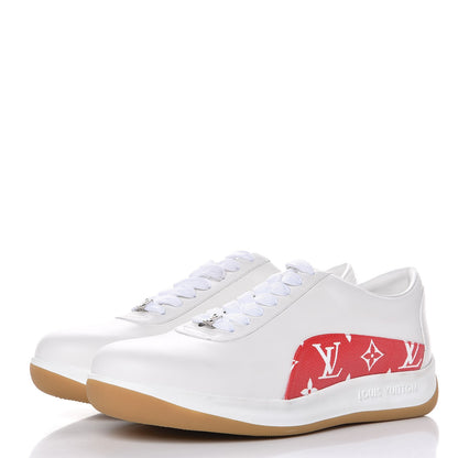 Louis Vuitton X SUPREME Calfskin Monogram Sneakers 7 White Red 3 of 9