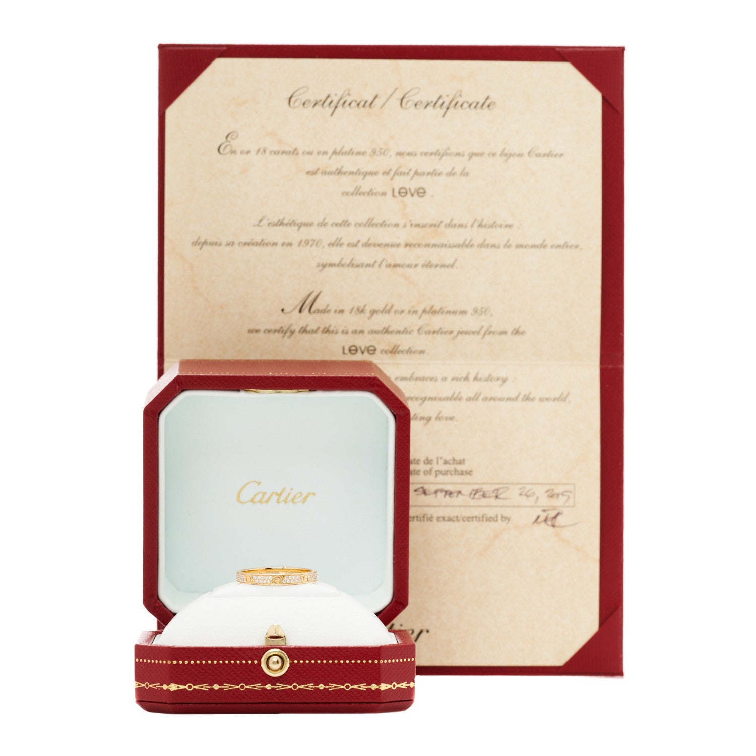 Cartier 18K Yellow Gold Diamond 2.6mm LOVE Paved Band Ring 54 6.75 5 of 5