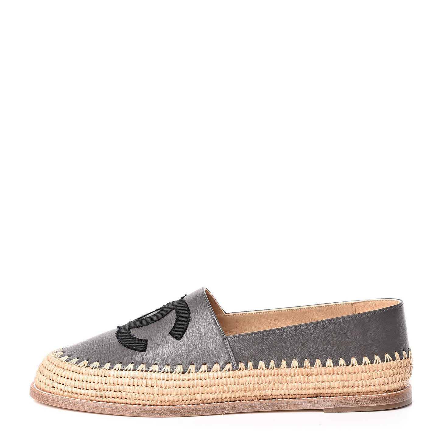 Lambskin Grosgrain CC Espadrilles 39 Grey Black