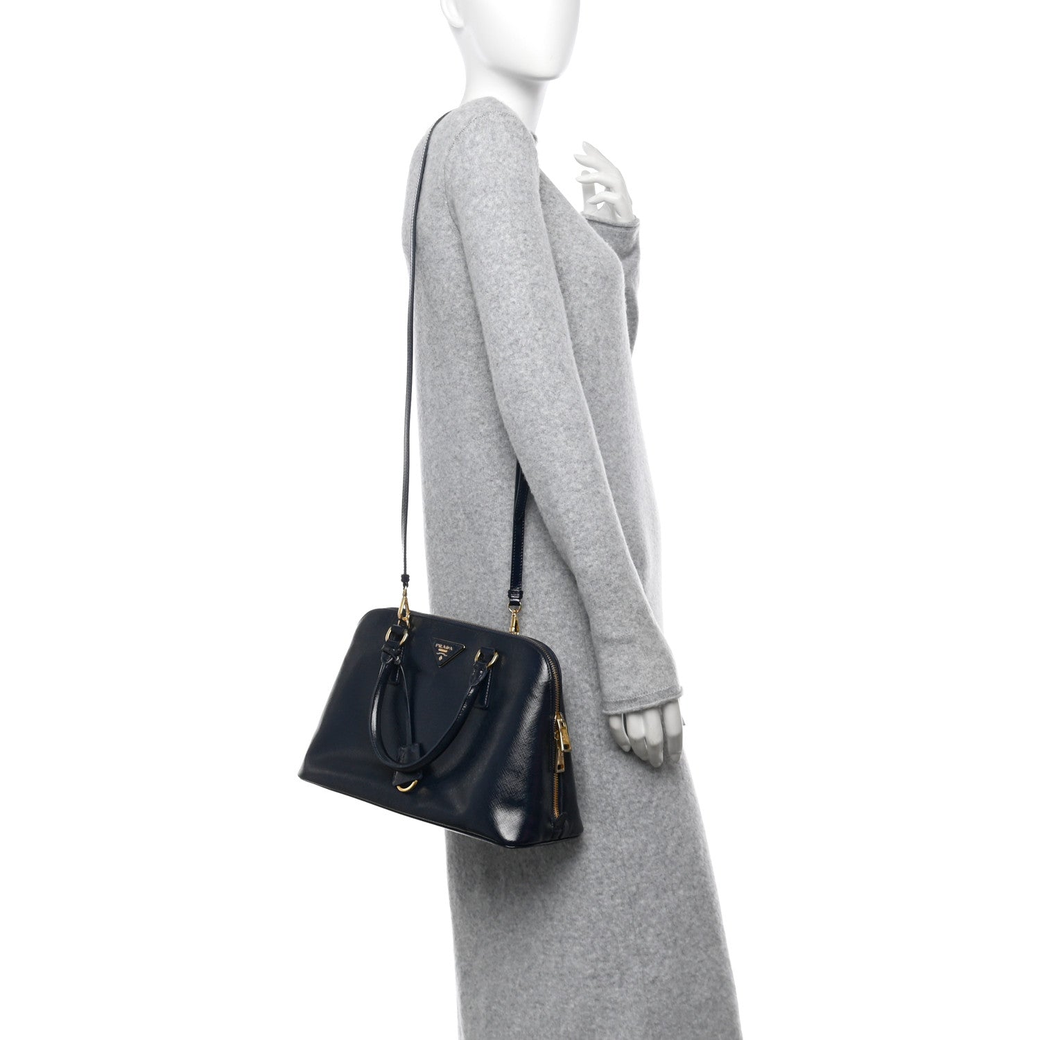 Prada Saffiano Vernice Medium Promenade Tote Royal 2 of 15