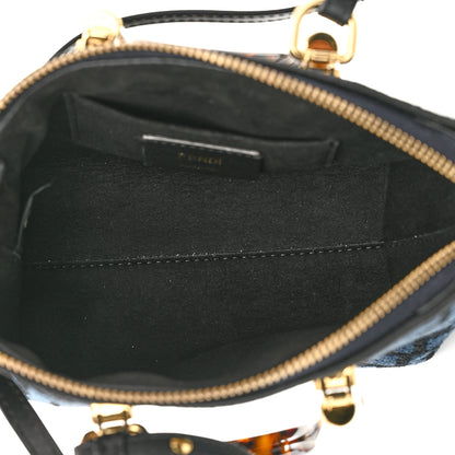 Fendi Chenille Vitello King Plexiglass FF Mini By The Way Top Handle Boston Bag Blue Black 5 of 10