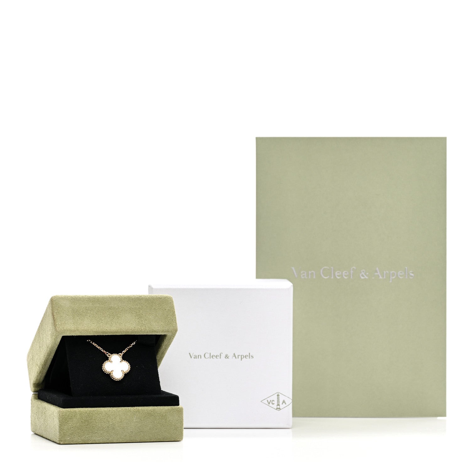 Van Cleef & Arpels 18K Yellow Gold Mother of Pearl Vintage Alhambra Pendant Necklace 6 of 6
