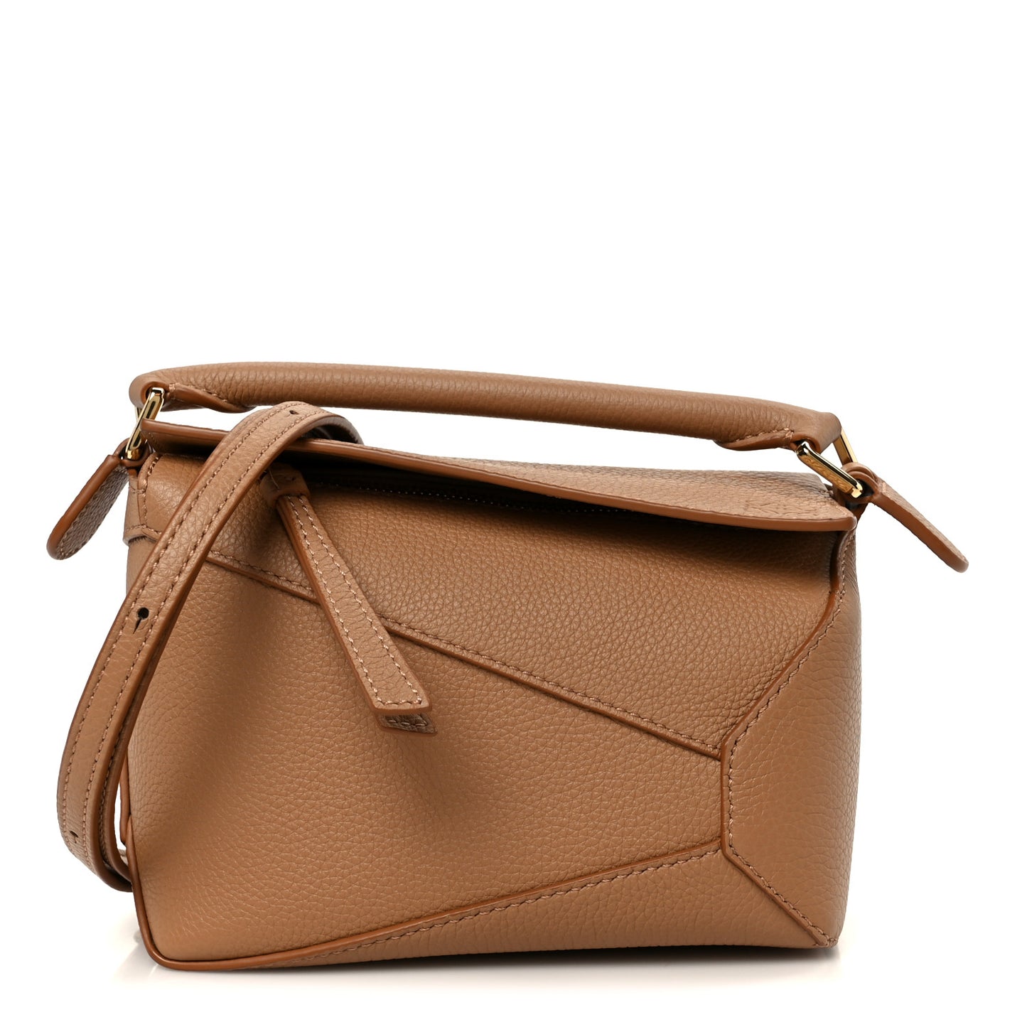 Calfskin Mini Puzzle Edge Bag Toffee