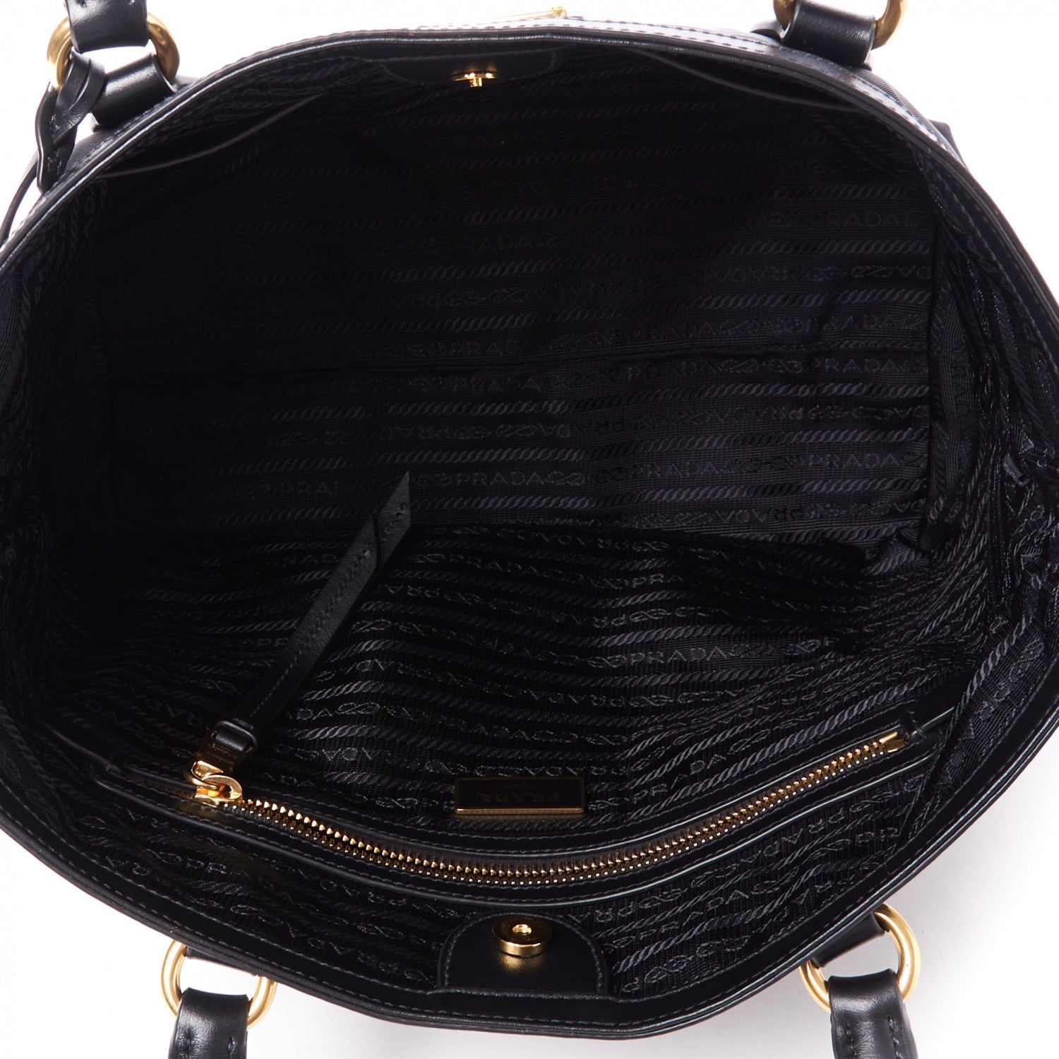 Prada Tessuto Nylon Soft Calf Shopping Tote Black 4 of 8