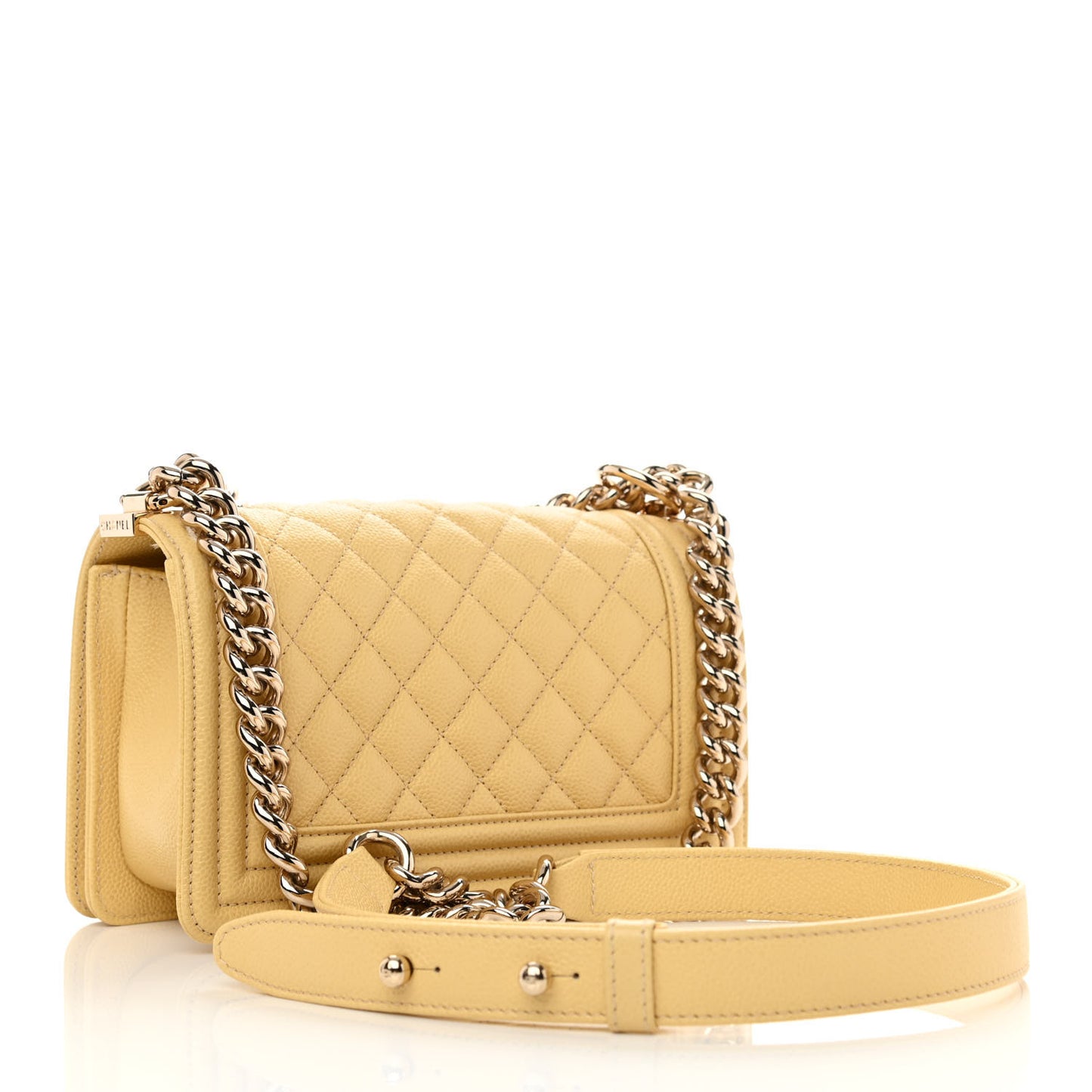 Caviar Quilted Small Boy Flap Yellow