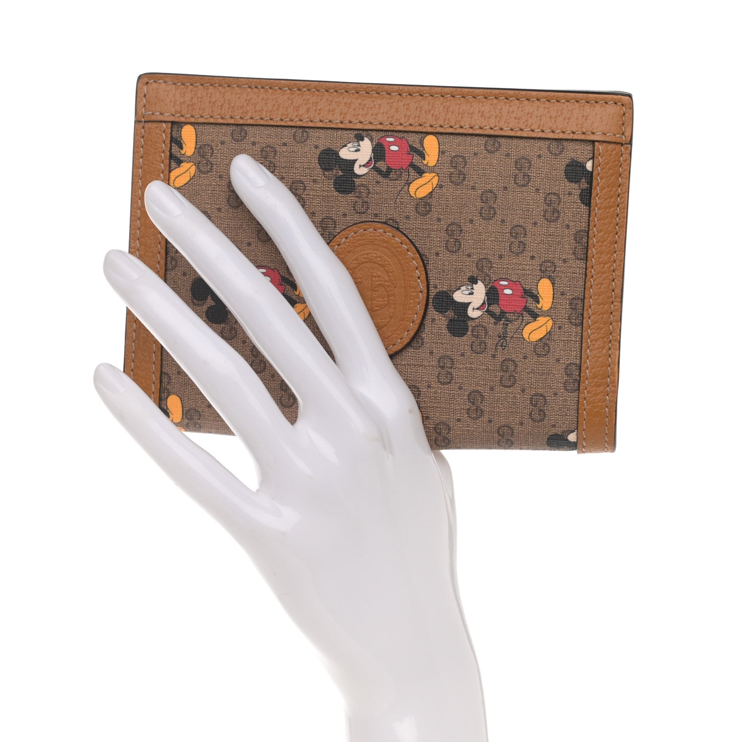 Gucci X DISNEY Mini Vintage GG Supreme Monogram Mickey Mouse Passport Holder Beige Vintage Sun Oil 2 of 8