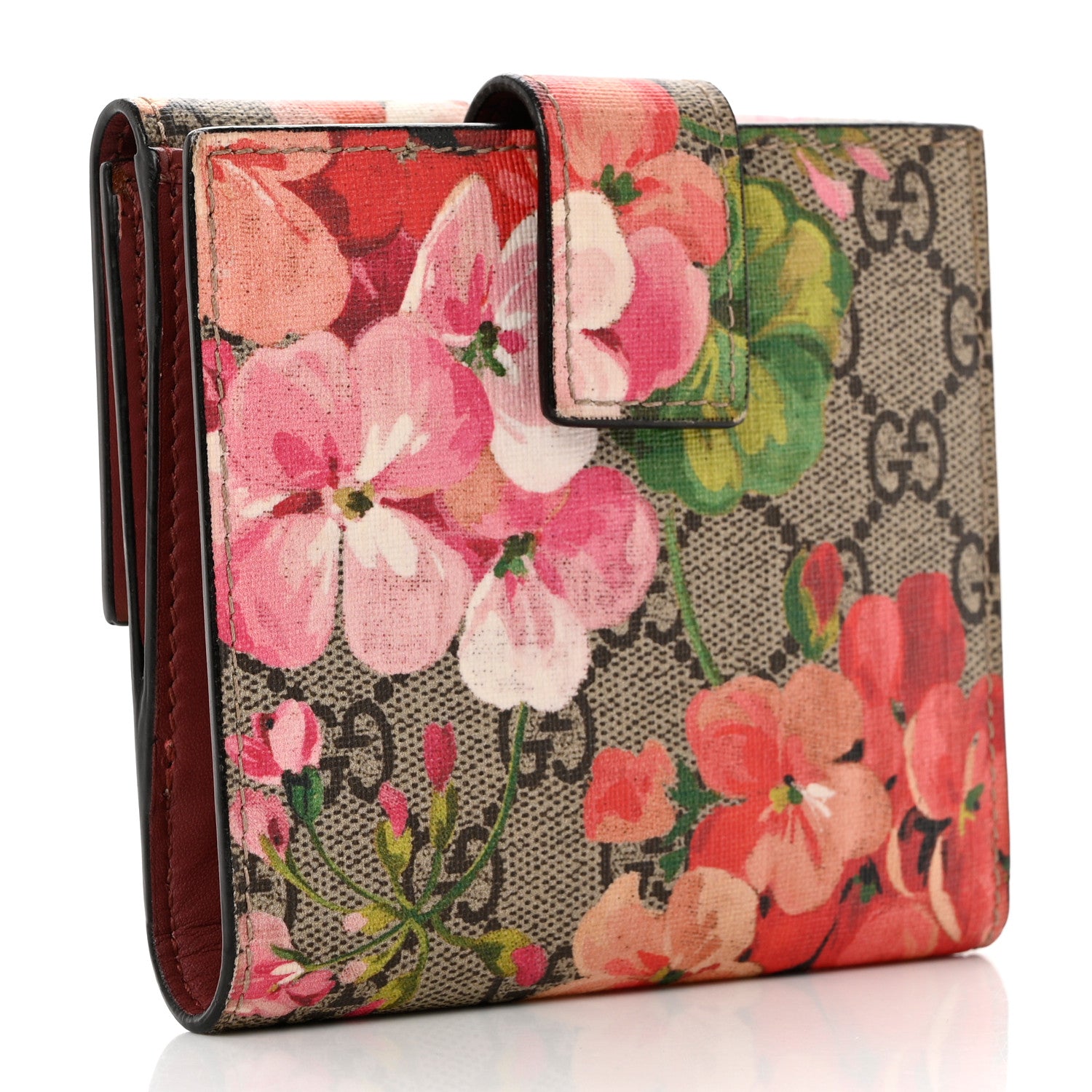Gucci GG Supreme Monogram Blooms French Flap Wallet Beige Multicolor Dry Rose 3 of 8