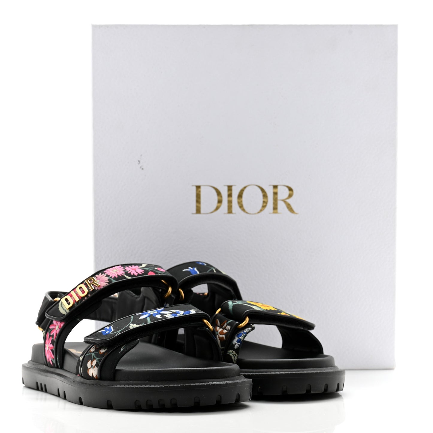 Technical Fabric Petites Fleurs Print Dioract Sandals 39.5 Black Multicolor