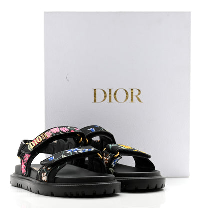 Christian Dior Technical Fabric Petites Fleurs Print Dioract Sandals 39.5 Black Multicolor 10 of 10