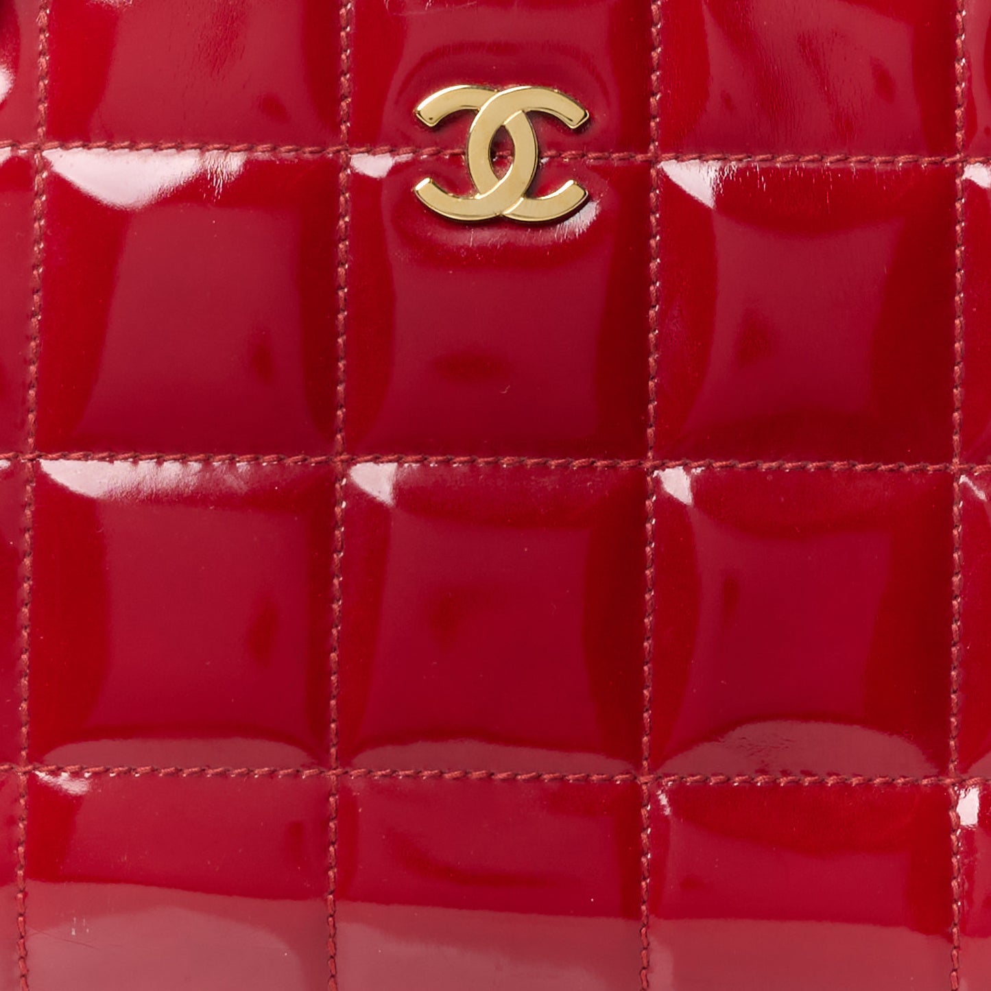 Patent Chocolate Bar East West Tote Red